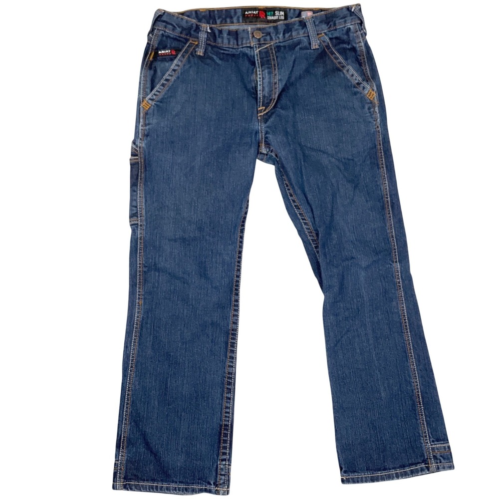 Ariat M7 FR Jeans Mens 34W 30L Blue FR Safety Protective Slim Straight Rugged